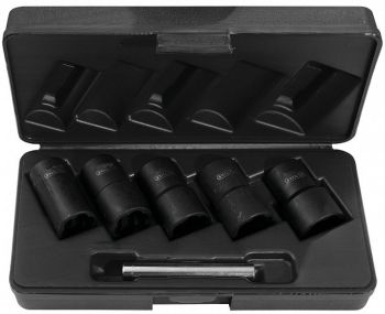 TWIST SOCKET SET. 6PCS. 1/2". 19-25MM