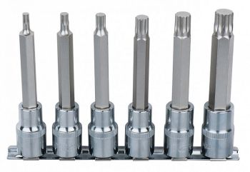 CHROME+ XZN BIT SOCKET SET LONG. 6PCS