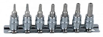 CHROME+ BIT SOCKET SET. 1/4". TB10-TB40