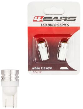 12V T10 LED PIRN W5W VALGE BLISTER 2TK 4CARS