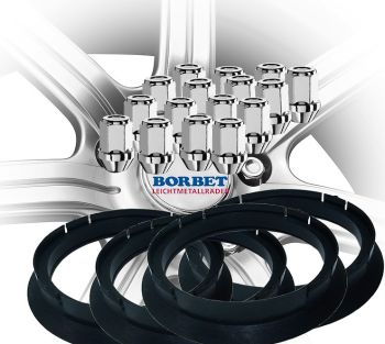 MUTTER M12X1.25/30 (SW17). 16 TK + RÕNGAD 72.6-65.1.4TK. BORBET VELGEDELE