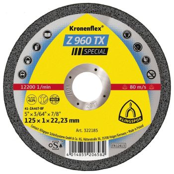 LÕIKEKETAS 125X1X22.23MM "KRONENFLEX" Z960TX. RST/METALL KLINGSPOR
