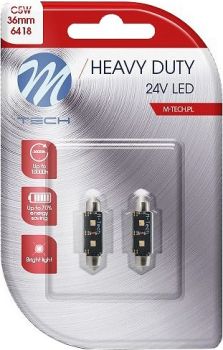 24V SV8.5-8 LED PIRN 3.2W 36MM C5W CANBUS HEAVY DUTY BLISTER 2TK M-TECH