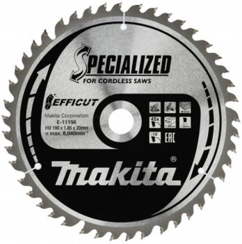 T.C.T HAMMASTEGA SAEKETAS PUIDU LÕIKAMISEKS 190X20X1.85MM 10° T45 EFFICUT MAKITA