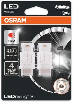 12V W2.5X16Q LED PIRN 1.7W P27/7W PUNANE LEDRIVING SL BLISTER 2TK OSRAM