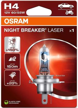 12V H4 PIRN 60/55W P43T NIGHT BREAKER LASER II +150% BLISTER 1TK OSRAM