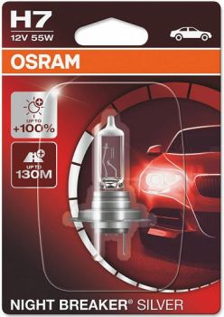 12V H7 PIRN 55W PX26D NIGHT BREAKER SILVER +100% BLISTER 1TK OSRAM