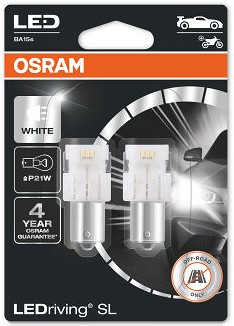 12V BA15S LED PIRN 1.4W P21W VALGE 6000K LEDRIVING SL BLISTER 2TK OSRAM
