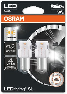 12V BAU15S LED PIRN 1.3W PY21W KOLLANE LEDRIVING SL BLISTER 2TK OSRAM
