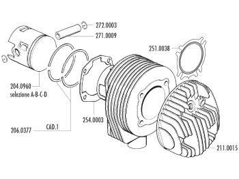 cylinder kit Polini aluminum racing 177cc 63mm for Vespa PX, TS, Sprint, LML Star 125-150cc