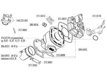 cylinder kit Polini aluminum racing Evolution 70cc 47.6mm for Piaggio LC