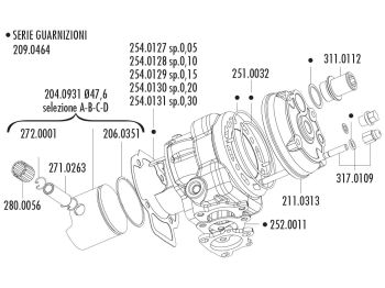 cylinder kit Polini aluminum racing Big Evolution 70cc 47.6mm for Piaggio LC
