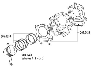 cylinder kit Polini aluminum 180cc for Aprilia with 125, 150cc Rotax 4T