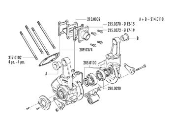 engine crankcase Polini for Peugeot 103, 104, 105, GL10, SPX