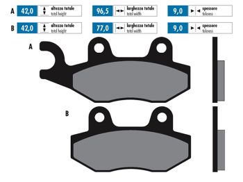 brake pads Polini organic for Kymco, Peugeot