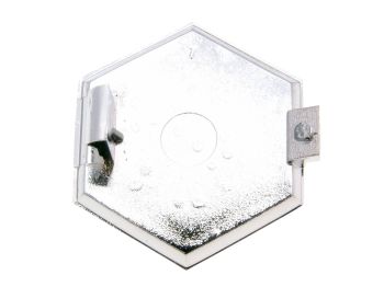 emblem / badge Piaggio flat hexagonal 32x37mm to plug, blue / silver