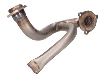 exhaust manifold stainless steel w/ choke tube mock, unrestricted for Aprilia SX, RX, Derbi Senda, DRD, X-Treme, SM, Gilera RCR, SMT