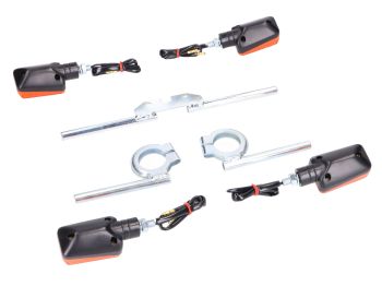 indicator light set 12V 20W w/ mounting brackets zinc plated for Simson S50, S51, S70