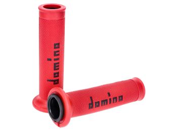 handlebar grip set Domino A010 On-Road red / black with open ends