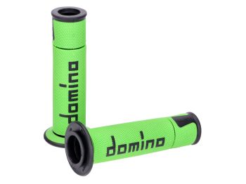 handlebar grip set Domino A450 on-road racing green / black with open ends