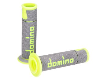 handlebar grip set Domino A450 on-road racing grey / yellow with open ends
