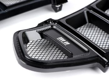 Glove box net panel set -MOTO NOSTRA, CNC, black shiny- Vespa GT 250 (ZAPM45102), Vespa GT L 125 (ZAPM31100, ZAPM31101), Vespa GT L 200 (ZAPM31200), Vespa GTS 125 (ZAPM31300, ZAPMA3100, ZAPMA3200), Vespa GTS 150 (ZAPMA3200, ZAPMA3100), Vespa GTS 250 (ZAPM