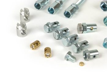 Adjuster screw and trunnion set -BGM ORIGINAL- Vespa PX, T5 125cc, Rally180 (VSD1T), Rally200 (VSE1T), Sprint150 (VLB1T), TS125 (VNL3T), GT125 (VNL2T), GTR125 (VNL2T), SS180 (VSC1T), GS160 / GS4 (VSB1T), GL150 (VLA1T), VNA, VBA, VBA, VBB, V50, V90, PV 125