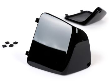 Maintenance flap set for interior lining leg shield -MOTO NOSTRA- Vespa GT, GTL, GTV, GTS 125-300 (2003-), HPE, Supertech, Supersport, Touring - (cover for cooling water connection / fuses) - glossy black