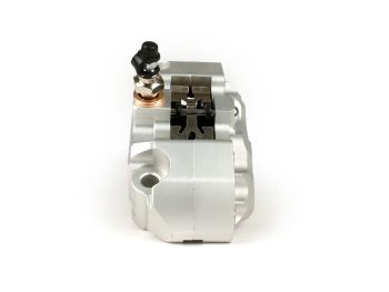Brake caliper, front -BGM PRO, 4-piston, radial fixing (adapter required)- for PX Disc, LML Star, Stella, Grimeca NT classic- Vespa PX (1998-, genuine), PX, T5 125cc, PK XL - silver