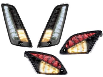 Indicator set front + rear -MOTO NOSTRA 2K22 (2019-) dynamic LED sequential light, front with day time running light and rear with position light (E-mark)- Vespa GTS 125-300 HPE (2019-) - smoked