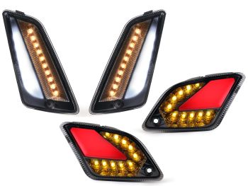 Indicator set front + rear -MOTO NOSTRA (2019-) dynamic LED sequential light, front with day time running light and rear with position light (E-mark)- Vespa GTS 125-300 HPE (2019-) - smoked