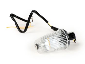 Indicator -MOTO NOSTRA handlebar end indicator LED (E-mark), 6 volt- Vespa V50, 50SR, 50 Sprinter, 90SS, 90 Racer, PV125, ET3, Sprint150, Rally180/200 - colourless