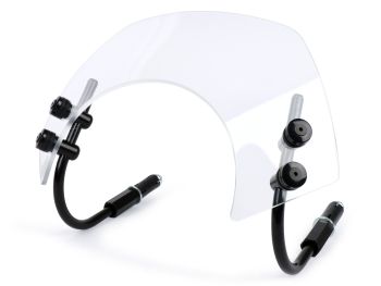 Flyscreen with black brackets -MOTO NOSTRA, w=340mm, h=105mm- Vespa GTS 125-300 HPE (2019-) cc - colourless