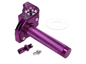 Short-stroke throttle grip purple CNC for 22mm handlebars for moped, moped