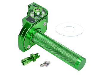 Short-stroke throttle grip green CNC for 22mm handlebars for moped, moped