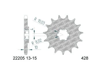 front sprocket AFAM 13 teeth 428 for Hyosung GA 125, GF, GS, GT, GV, RT 125, Suzuki