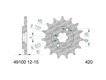 front sprocket AFAM 13 teeth 420 for Cagiva Mito, Derbi Senda, GPR, Fenix