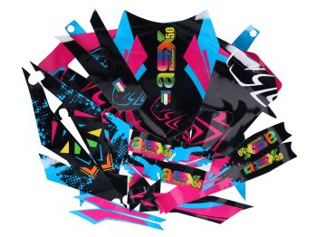 decal set black-pink-blue glossy for Aprilia SX50 2018- Euro4
