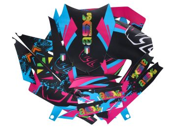 decal set black-pink-blue matt for Aprilia SX50 2018- Euro4