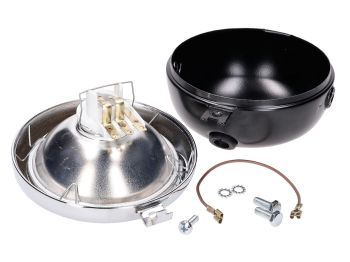 headlight assy round black Retro universal for Puch, Kreidler, Zündapp and many more
