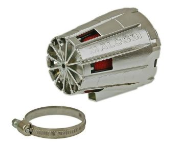 air filter Malossi red filter E5 racing boxed 38mm carb connection red filter, chrome colored housing