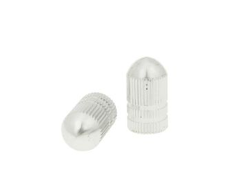 valve cap set Bullet anodized aluminum - silver - universal