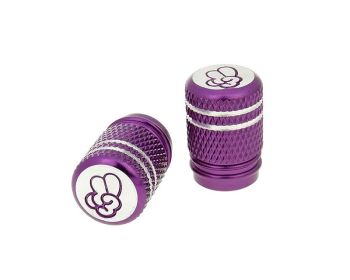 valve cap set Peace anodized aluminum - purple - universal