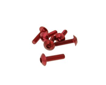 fairing screws hex socket head - anodized aluminum red - set of 6 pcs - M5x20