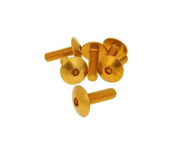 fairing screws hex socket head - anodized aluminum gold - set of 6 pcs - M6x20