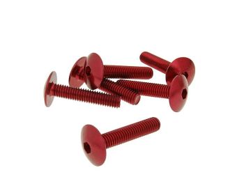 fairing screws hex socket head - anodized aluminum red - set of 6 pcs - M6x30