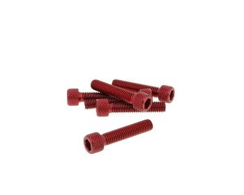 hexagon socket screw set - anodized aluminum red - 6 pcs - M6x30 - styling