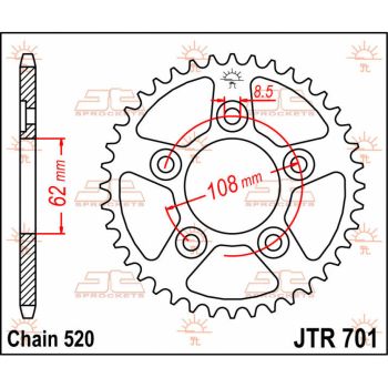 Tagumine hammasratas JT 42T 520