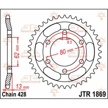 Tagumine hammasratas JT 45T 428