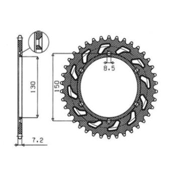 REAR SPROCKET 428 51T STEEL